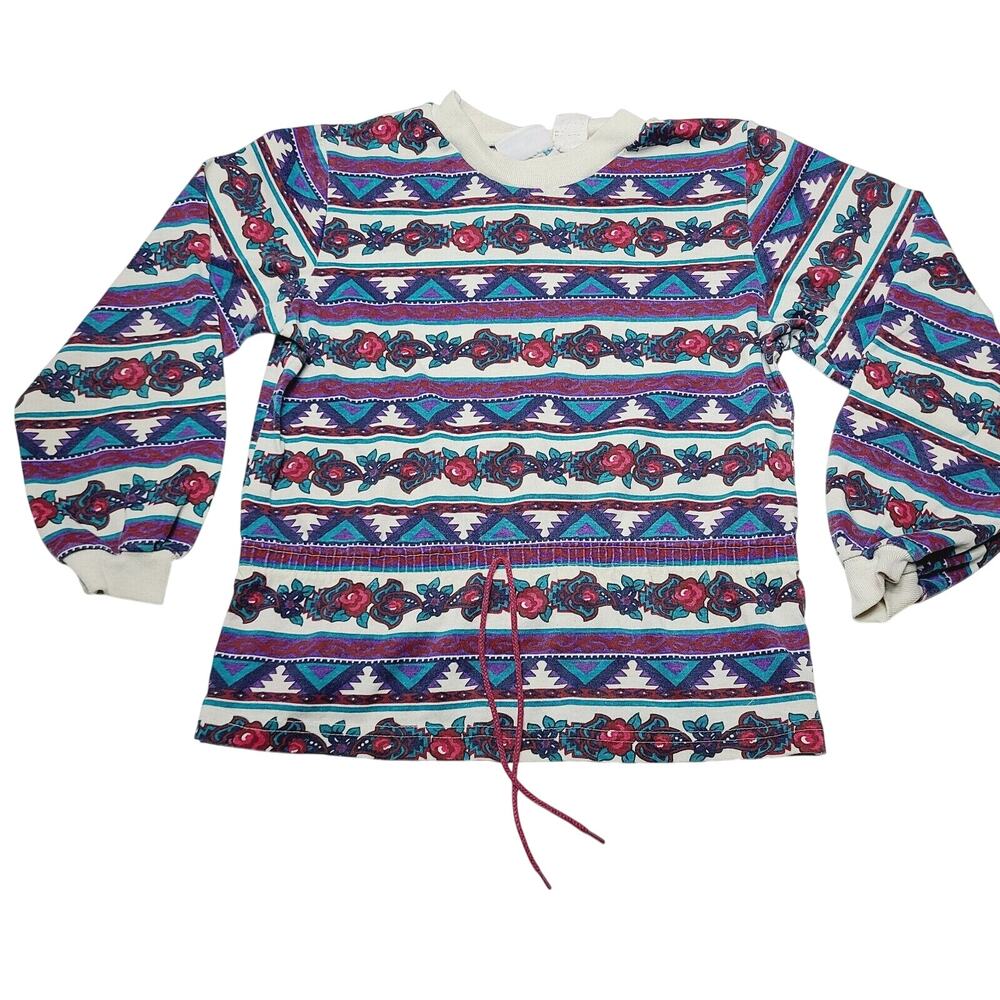 Vtg Classics By Youngland Floral Aztec Print Longsleeve Shirt Girls Medium 8-10